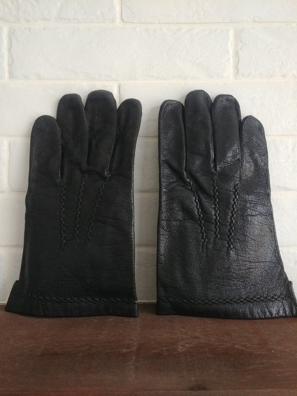 Mens 10.5 10 1/2 Black Leather Gloves XL L